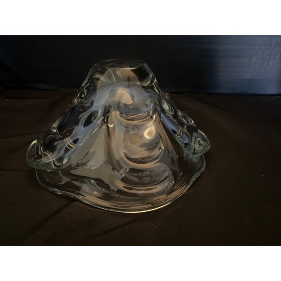 Hand Blown Heavy Crystal Bowl MCM 1950’s Belgium Style of Val Saint Lambert - Picture 6 of 7
